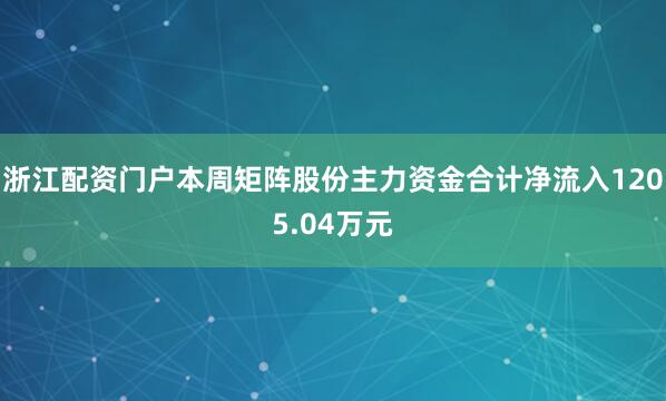 浙江配资门户本周矩阵股份主力资金合计净流入1205.04万元