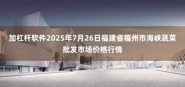 加杠杆软件2025年7月26日福建省福州市海峡蔬菜批发市场价格行情